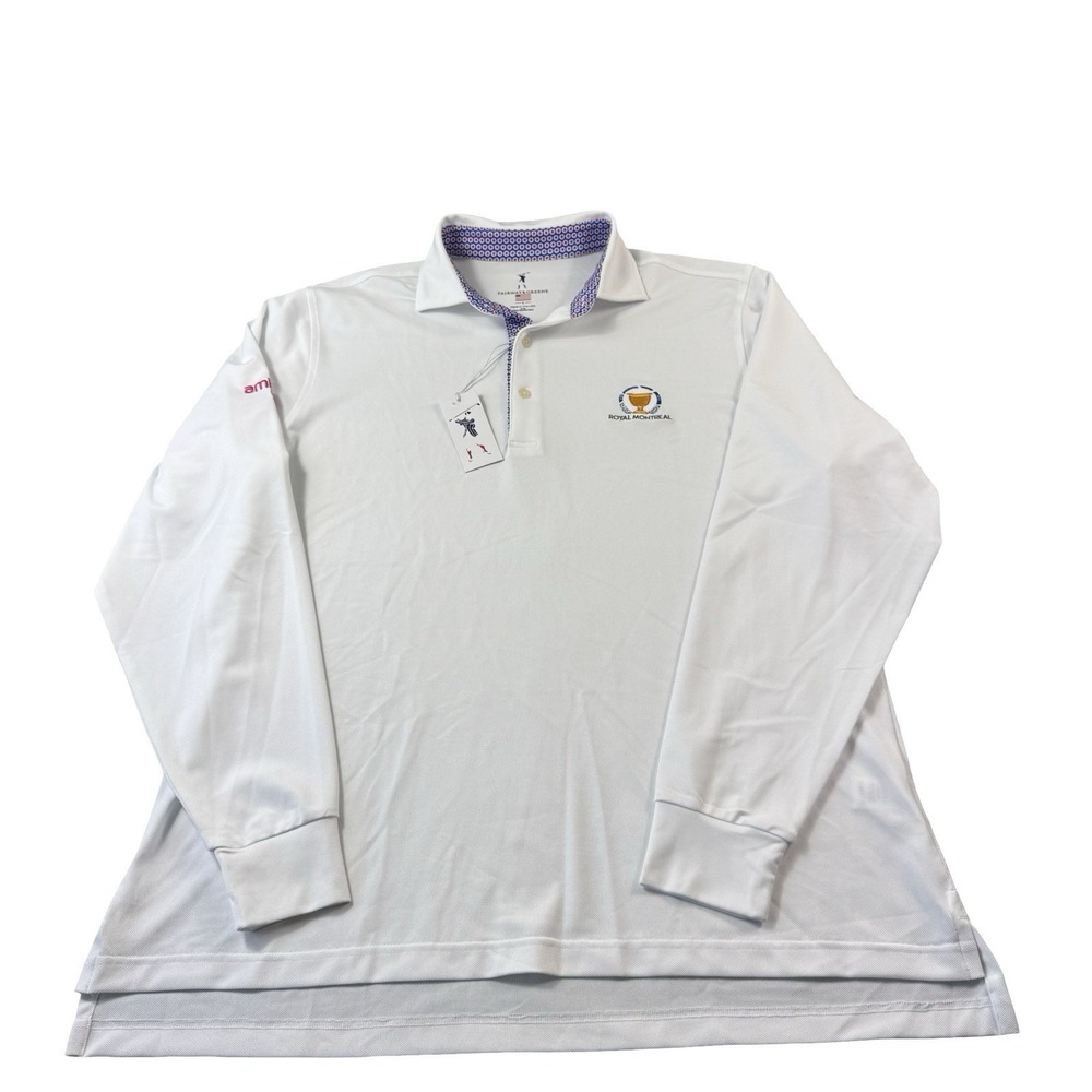 Fairway & Greene White L/S Presidents Cup Royal Montreal Golf Polo Size L NWT